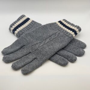 GAP Gray Knit Men's Gloves with Striped Cuffs